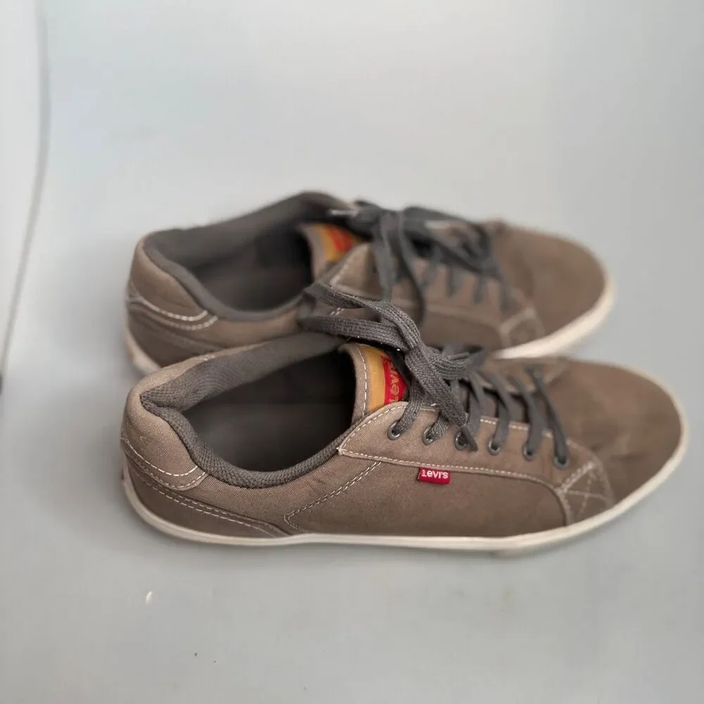 Levi Strauss Men’s Low Top Canvas Shoes Khaki Greenish Brown US Size 12 GUC-
